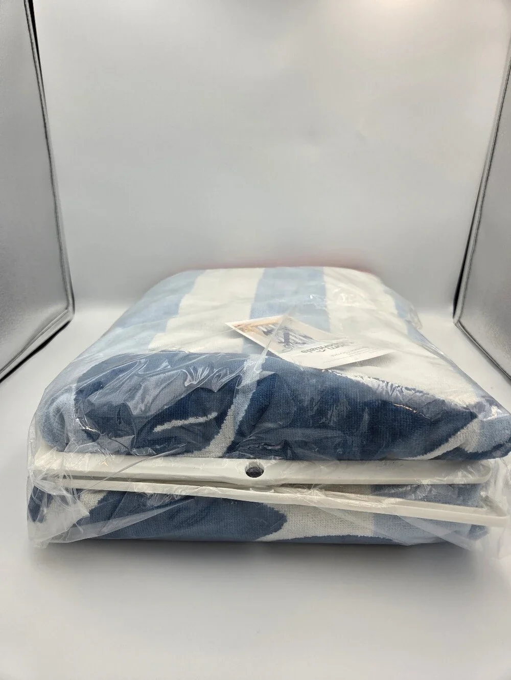 Room Essentials Light Blue & Navy Anchor Stripe Beach Towel Set Of 2 Nwt
